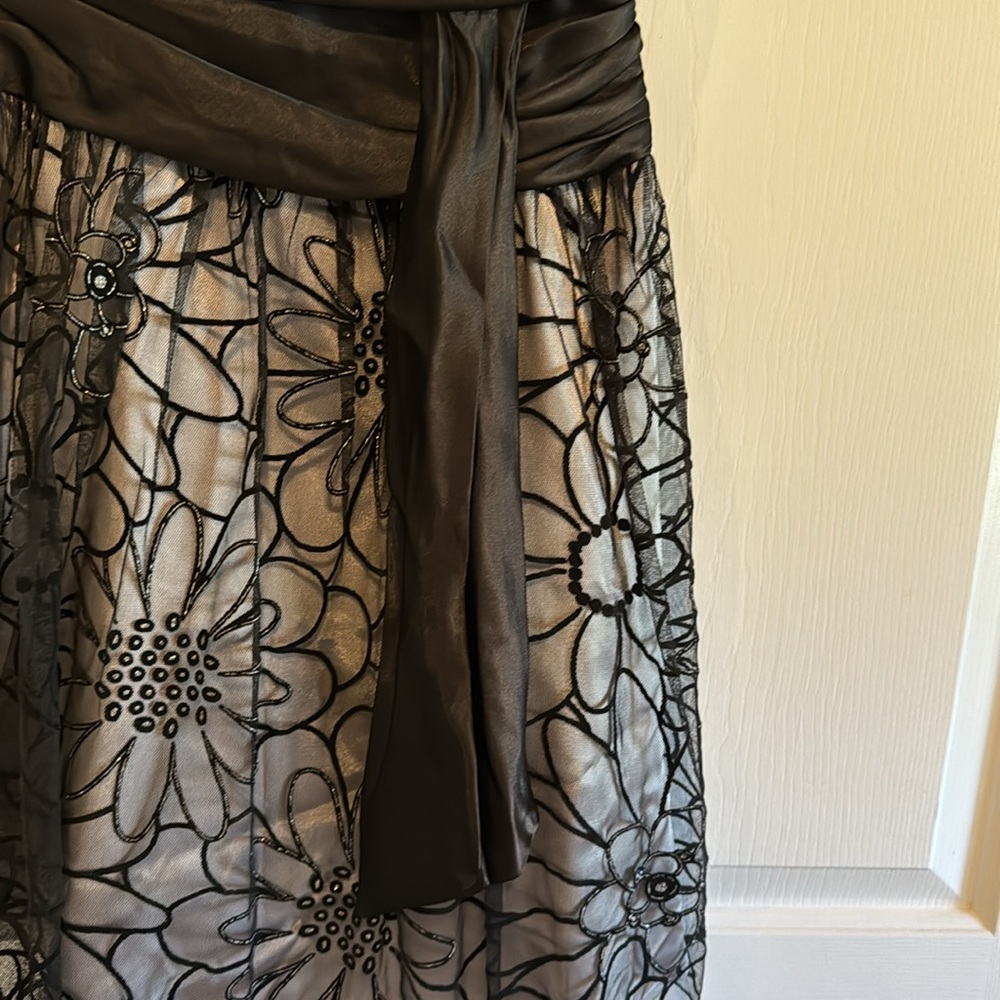 Dollar Brand Party Dress Gray with Black Floral Mesh Overlay Size XS - Picture 7 of 14
